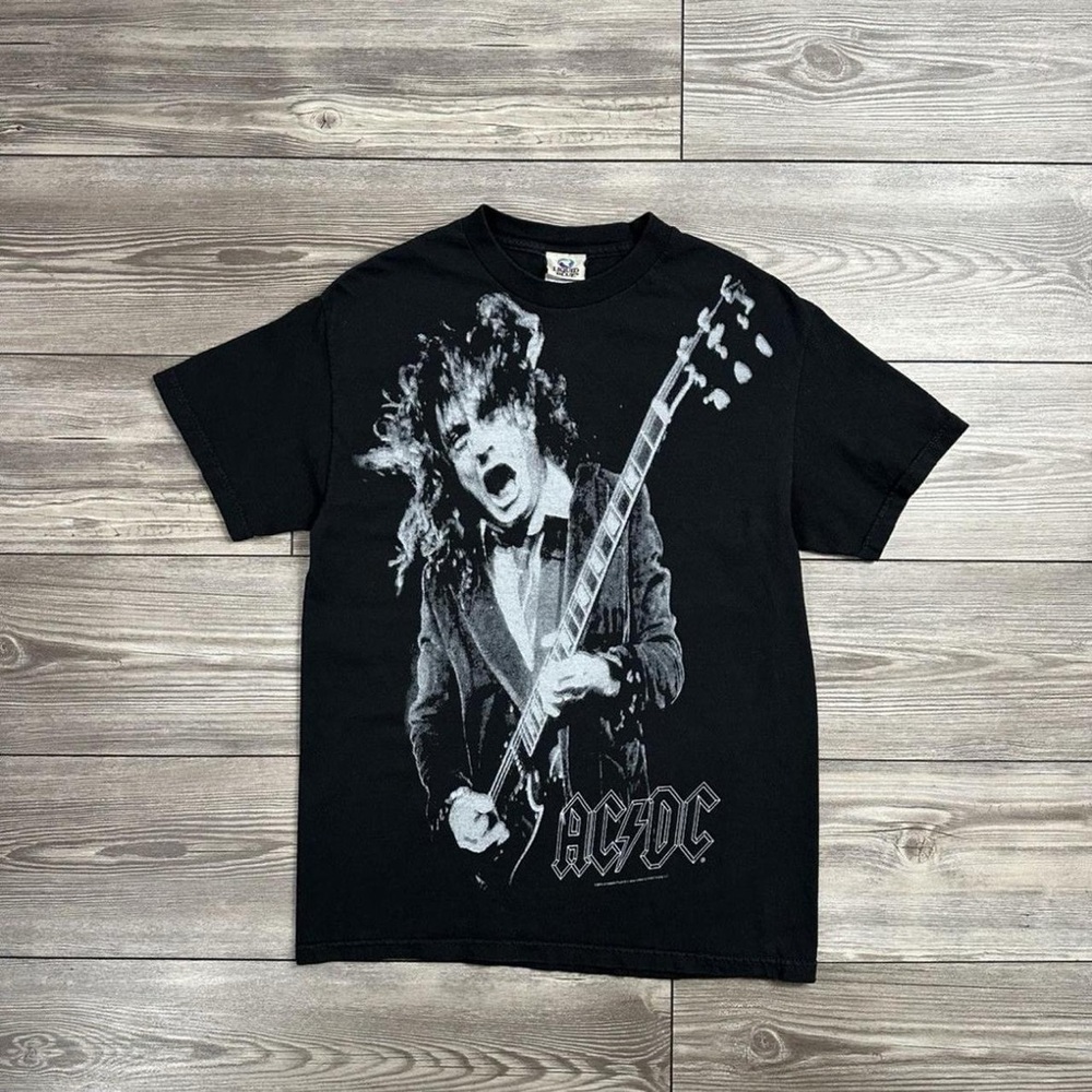 Y2K Liquid Blue ACDC Graphic Band T Shirt